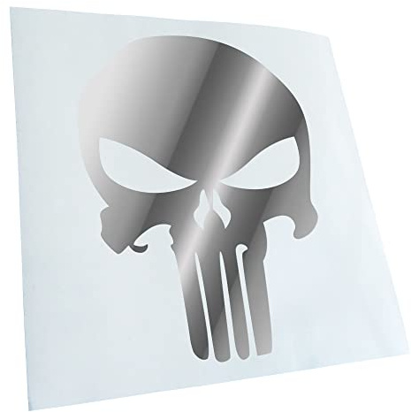 Kiwistar - Autoaufkleber - Chrom - 14x11cm Totenkopf - Heckscheibe Auto Aufkleber wetterfest für Kfz LKW Mofa Truck - Sticker außen selbstklebend Tuning Zubehör für Fenster Fahrzeug Scheibe