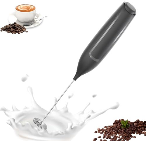 Montalatte Elettrico LULUWA - Frullatore a Immersione Portatile Mini Miscelatore per Bevande Frusta Schiumatoio per Caffè Bacchetta per Macchiato Latte Cappuccino Matcha, Batterie Non Incluse
