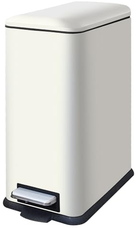 JM ·YIPENG Mülleimer Küche, Schmaler Abfalleimer mit Deckel, Weiß Mülleimer | 30 Liter, Edelstahl Küchenmülleime, Küchenmülleimer mit Softclose-Deckel, Inneneimer, Treteimer für Küche,Wohnzimmer und Büro