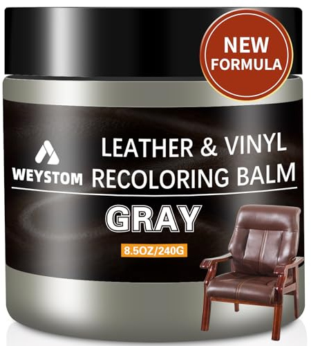 WEYSTOM Kit Reparation Cuir, Colorant réparateur Gris pour Meubles, Sacs et intérieurs de Voiture | Répare Les Rayures, la décoloration et Les Fissures Tout en renouvelant Les Surfaces