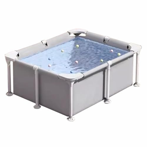 Easnuroz Piscina Con Telaio Da 150-300 Cm Piscina Fuori Terra Rettangolare In Metallo Piscina Da Giardino Per Adulti - Materiale Laminato In PVC A 3 Strati, Include Patch Di Riparazione(150*105*45cm)