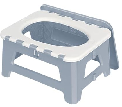 QSTDGVPW Vielseitiger Outdoor Toilettenstuhl für Camping, Faltbares Töpfchen mit Stauraum für Strand Und Angeln, S grau
