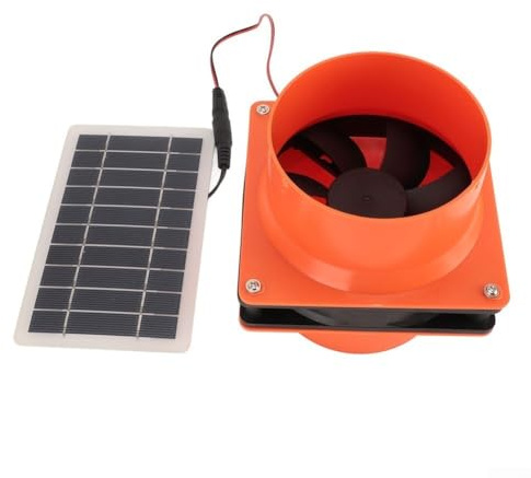 HOHOVYVY 12V Solar Ventilator, Solar Abluftventilator Set Mit 10W Solarpanel Rundkanal Lüfter Für Wohnmobile Gewächshaus Boot(orange)