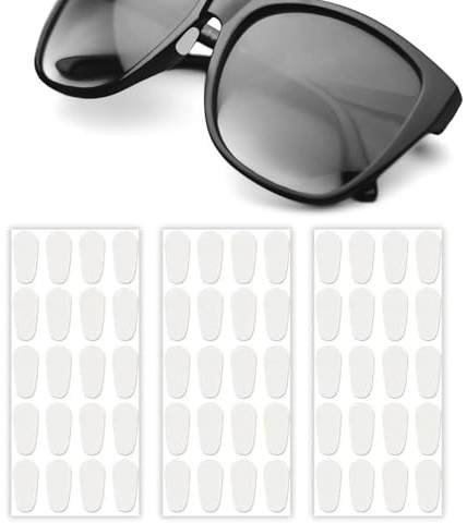 Lot de 30 paires de plaquettes nasales autocollantes en silicone antidérapant pour lunettes de soleil et lunettes de soleil (1 mm transparent)