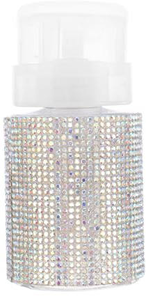 FRCOLOR Push down Nail Polish Pump Bottle and Makeup Remover Dispenser, White Refillable Press Bottle for Liquid, Convenient Beauty Tool for Home and Travel Use