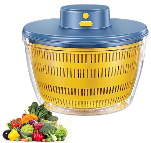 Rondella elettrica per verdure e centrifuga per insalata, design a doppio strato di grande capacità, rimovibile per una facile pulizia, ideale per lavare lattuga, frutta e verdura