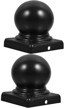 SHINEOFI 2pcs Wrought Iron Guardrail Decorative Cap Black Metal Fence Post Caps for Outdoor Fence Finial Fits Square Post