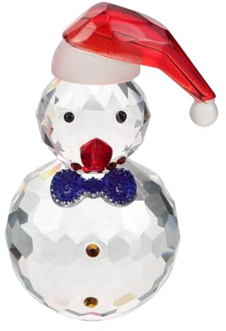 MAGICLULU Glass Snowman Figurines: Miniature Glass Snowman Statue - Christmas Collectible Art Decor - Tiny Xmas Collectibles Christmas Figurine Collection