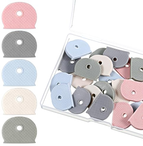 25 PCS Key Covers Caps Key Cap Tags Assorted Color Keys Identifiers Markers Caps Flexible Cap Covers Tags Set for Flat House Car Door Wardrobe Drawer Keys Protector