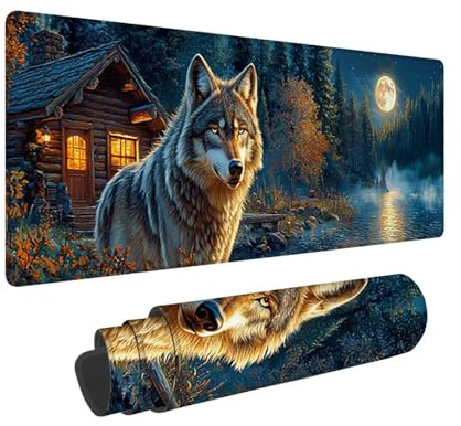 Tappetino per Mouse XXL 1600 x 800 x 3mm Tappetino Mouse Gaming Grande, Mousepad con Base in Gomma Antiscivolo, Tappeto per Tavolo da Gaming per Mouse e Tastiera (Cavallo della foresta) V-677