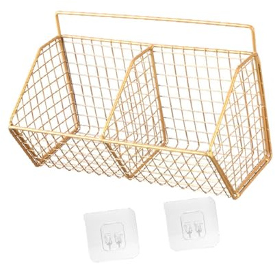 Gcljlmy Frutero colgante para fruta, pared grande para cocina, cesta de alambre de metal con doble rejilla, cestas de almacenamiento de frutas, organizador de cocina para verduras (doble rejilla