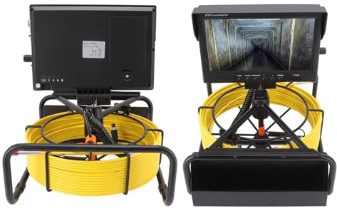 Telecamera per ispezione tubi con monitor a colori da 9 pollici, batteria da 3500 mAh, visione notturna a 8 LED, cavo da 30 m, sistema endoscopio per condutture sotterranee
