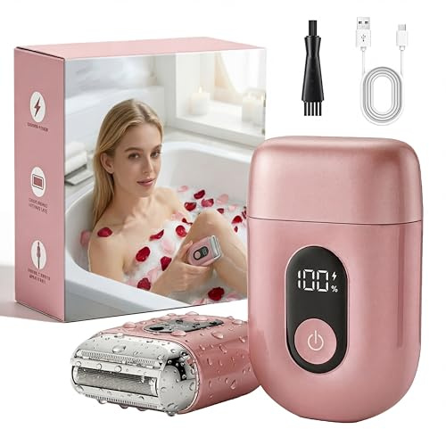 Aokitec Rasoir Électrique Femme, Épilateur Indolore Étanche IPX7, Rasoir Bikini Visage Corps Aisselles Jambes, Rechargeable USB pour Peau Sensible, Utilisation Sec et Humide