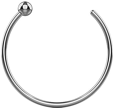 Monster Piercing 9K Massive Weißgold 20 Gauge - 8MM Durchmesser geöffnet Hoop Ball Ende Nase Piercing Ring Schmuck