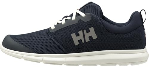 Helly Hansen Men's Feathering Shoes - Breathable Sailing Sneakers - Non-Marking Boat Footwear - Non-Marking Rubber Sole - Breathable Design with Lightweight Construction - 597 Navy/Off White - 12