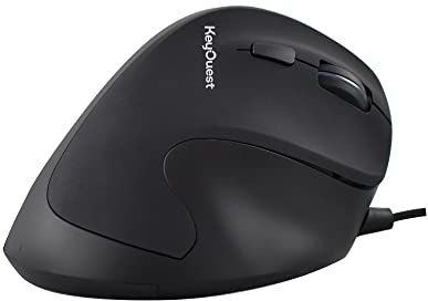 KeyOuest - Souris Filaire Ergo Confort - Souris pour Droitiers, 6 Boutons, 1000 à 3200 Dpi - Compatible PC et Mac, Plug & Play - Noire