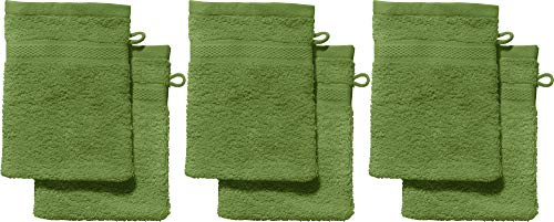 REDBEST Waschhandschuhe, Waschlappen 6er-Pack Chicago grün Größe 15x21 cm - saugstark, strapazierfähig, ideal für Reisen, Sport (weitere Farben)