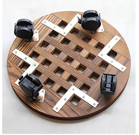 MESURE Pflanzenroller Holz Rund,Natürliche Hölzerne Pflanze Topfwagen, Rolling Planter Caddy Topf Pflanze Ständer Mit Rädern Runder Blumentopf Rack,Gartenpflanze Mover Auf Rädern,Vintage-Stil