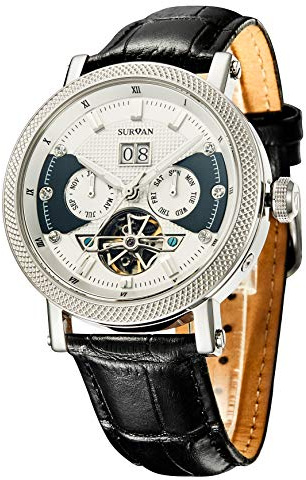 SURVAN WatchDesigner Orologio Automatico Meccanico Uomo Scheletrato 18K con Zaffiro e Pelle