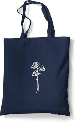 tradercat Jutebeutel bedruckt mit Motiv, Stoffbeutel bedruckt aus 100% Baumwolle - Tote Bag, Einkaufsbeutel, Einkaufstasche, Shopper und Baumwolltasche mit langen Henkeln, Blumenmotiv One Line Art