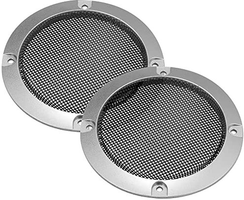 Huamengyuan 2 Stück Auto Lautsprechergitter Abdeckung,Auto Lautsprechergrill 3 Zoll/10 Zoll Lautsprecher Grill Abdeckung Lautsprechergitter Audiozubehör Metallzierleiste Silber