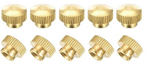 sourcing map Brass Knurled Thumb Nuts, M5x0.8mm Round Stepped Knobs Fasteners for 3D Printer, Electronic Equipment 24Pcs