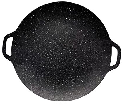 JISADER Barbacoa Parrilla Sartén Cocinar Carne Filete Revestimiento Antiadherente Sartén Redonda Sartén para Asar para Exteriores Teppanyaki Camping, 34cm