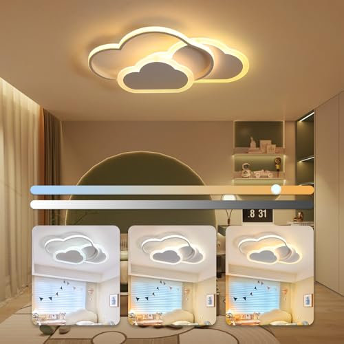 BLMYL LED Deckenleuchte Kinderzimmer 52CM Lampe kinderzimmer,Deckenlampe Kinderzimmer Dimmbar Wolkenlampe mit Fernbedienung 3000K-6000K, 42W Deckenlampe für Wohnzimmer, Schlafzimmer