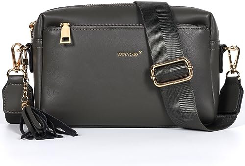 TANTOMI Umhängetasche Damen,Handtasche Damen,Crossbody Bag Breitem Schultergurt kleine umhängetasche damen für Drei Reißverschlussfächern,Tasche Damen für Tägliches Arbeiten,Einkaufen,Reisen