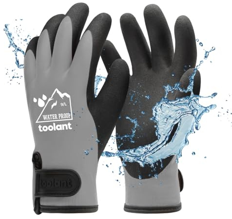toolant 100% Waaserdichte Arbeitshandschuhe für Herren und Damen, Arbeitshandschuhe Winter für kaltes Wetter, Touchscreen, Warme Thermohandschuhe (Grau, Groß (Packung von 1)) | Touchscreen, Gefrierschrankarbeit für Männer und Frauen, Arbeiten bei kaltem Wetter und Outdoor-Aufgaben, Grau, Größe L
