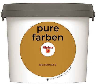 Alpina pure farben Wandfarbe – Ockergelb – strapazierfähige und atmungsaktive Innenfarbe – ergiebig