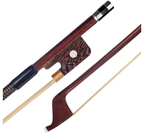 Students Violin Bow Kontrabassbåge 1/8 1/4 1/2 3/4 4/4 Storlek Brazilwood Bow Round Stick White HorseHair Bow (Color : 3 4 Size)