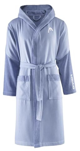 HEAD Dynamic - Bademantel Damen Flauschig Bademantel Herren mit Kapuze, Aufhänger, Saugfähigem 100% Öko-Tex-Baumwollfrottee, Morgenmantel Damen und Herren, Bademäntel für Damen und Herren Platzsparend
