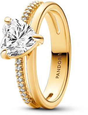 Pandora Timeless Ring Herz, 14-karätig vergoldet, mit klarem Cubic Zirkonia