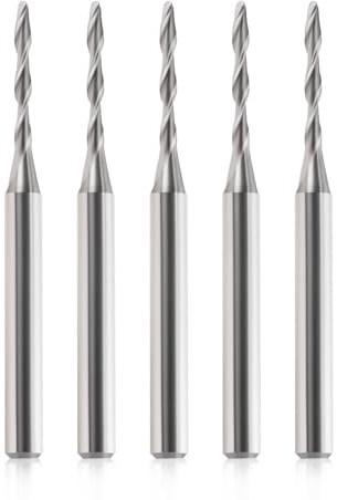 HOZLY Ball Nose End Mill CNC Router Bits, 1/8 Shank 1/16 Cutting Dia for CNC Machine Milling Toos Router Bits Spiral Milling Cutter Engraving Carving Tool for MDF Acrylic Wood PVC (5)