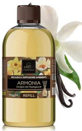 Refill till Doftpinnar & Doftspridare – 500 ml – Rumsdoft och Aromaterapi – För Hem, Kontor & Arbetsplats – Vaniljdoft – Lady Venezia - Made in Italy (Vanilj)