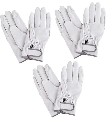 Mikikit 1pair Adjustable Leather Welding Gloves with Cotton Lining Heat Resistant Durable Anti-slip for Cooking Barbecue Welding and Labor Protection Design for Easy Handling