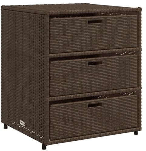 Willood Geräteschrank mit viel Stauraum, Beistellschrank Schrank mit Türen, Balkonschrank Terrassenschrank, Braun 55x59x69 cm Poly Rattan