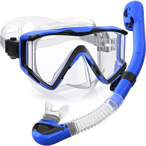 Zeligerstar schnorchelset Erwachsene, Verbesserte tauchmaske und Schnorchel, Dry-Top-Schnorchelmasken-Set, Professional Adult Snorkeling Gear for Swimming Diving Scuba