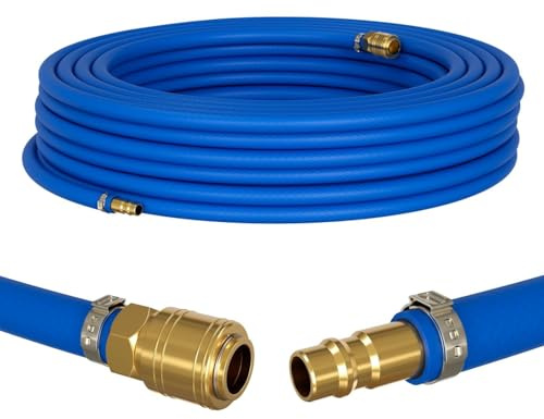 Lumonic 15m Druckluftschlauch mit Schnellkupplung I 9mm I fertig konfektioniert I flexibel, abriebfest und gewebeverstärkt I PVC Druckluftverlängerung I Dose & Stecker