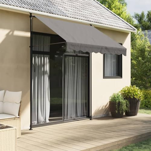 heybb Tenda da Sole Retrattile Antracite 200x150 cm Tessuto e Acciaio,Tenda da Sole per Esterno Avvolgibile,Tenda da Sole a Bracci Estensibili con Telaio in Alluminio,Tettuccio Resistente al Sole e Im