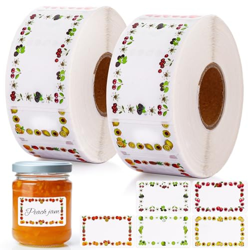 ASelected 1000 Pcs Jam Labels for Jars, 30 x 50 mm Jam Jar Labels Easy Peel Food Label Stickers Waterproof Writeable Decorative Stickers for Kitchen Food Bottles