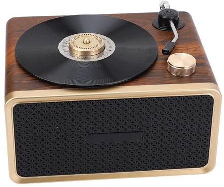 Depisuta Haut-Parleur BT Rétro, Haut-Parleur BT Gramophone Vintage avec Lumière Jaune Chaude, Portable, Mignon, Style Ancien, Rechargeable, Mini Haut-Parleur BT pour Cuisine, Bureau