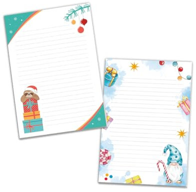 2 Blöcke Notizblock Weihnachten Weihnachtsbriefpapier Weihnachtspapier Brief an Weihnachtsmann liniert Kindermotiv für Mädchen Jungen (2 Blöcke/Variante 3 mit je 25 Blätter in A5-Format)