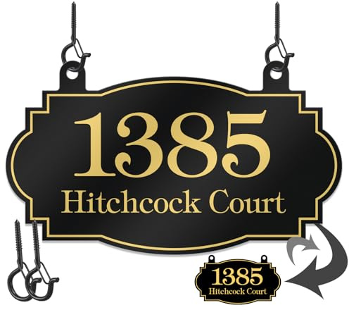 Hanging House Address Sign, Custom Address Plaques, Metal House Number, Mailbox Number, 7.5x13 Inch, Personalized Address Sign, Unique Outdoor Hanging Sign, Single or Double Sided, Reflective Option