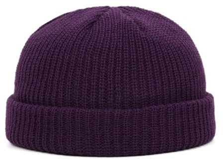 Cappello lavorato a maglia corto tinta unita cappello a cuffia caldo caldo uomo e donna strada hip hop autunno e inverno cappello stret tendenza cappello di semi di melone,Viola,Taglia unica