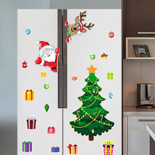 Magnetic Christmas Tree for Refrigerator, Soft Magnetic Set, Reusable Holiday Decor for Kids & Family, Lovely Xmas Decoration for Home, Kitchen, Office (Xmas Tree-A)