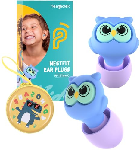 Hearprotek Kids Ear Plugs (6-12yrs), Ear Defenders Children Kids Reusable Noise Reduction Small EarPlugs for Sleeping Concerts Swimming Flying Travel Anxiety Relief 28dB