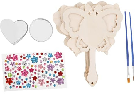JOINPAYA Holzspiegel Zum Selbermachen Unbemalt Für Junge Mädchen Diy-malen Kleiner Handspiegel Mit Griff Naturholz Basteln Prinzessinnen-thema Partygeschenke