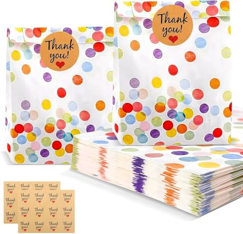 Heanvmyss 20PCS Kraft Paper Bags,Papiertüten Kindergeburtstag,Bunte Papier Partytüten,Mitgebsel Tüten Geburtstagstüten für Hochzeit,Party,Kindergeburtstag,Feiern(19x13 x3,5 cm)